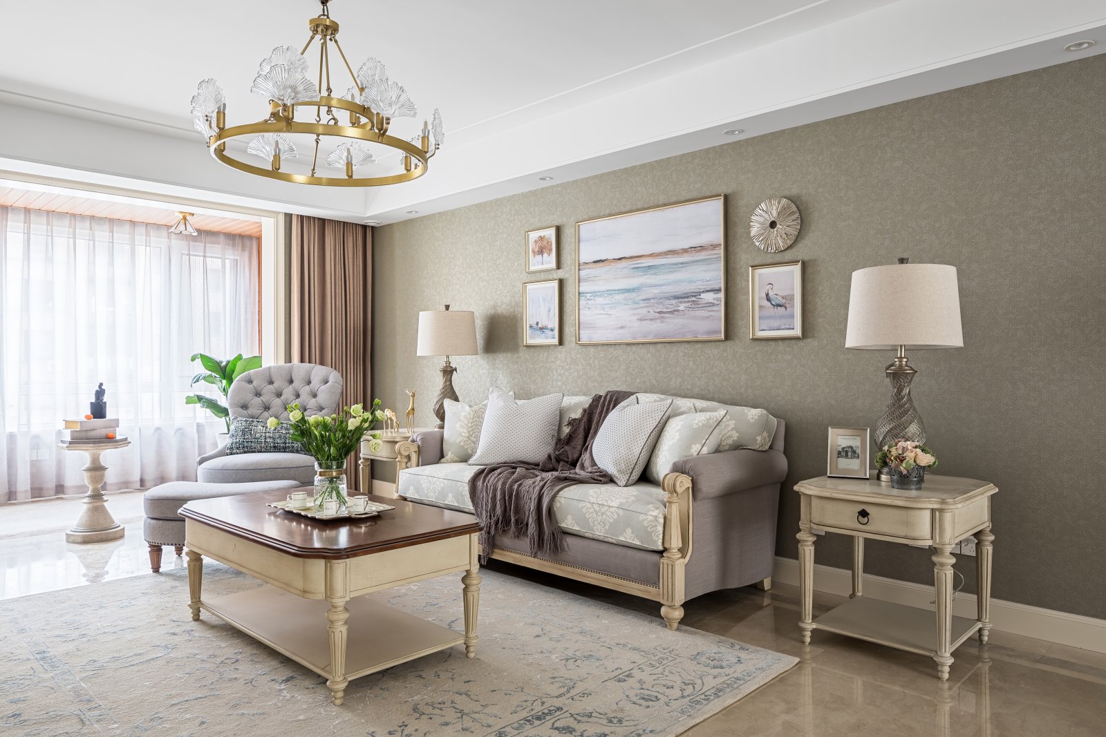 装修案例美式轻奢风格室内装修效果图-客厅 装修案例美式轻奢风格室内装修效果图-客厅